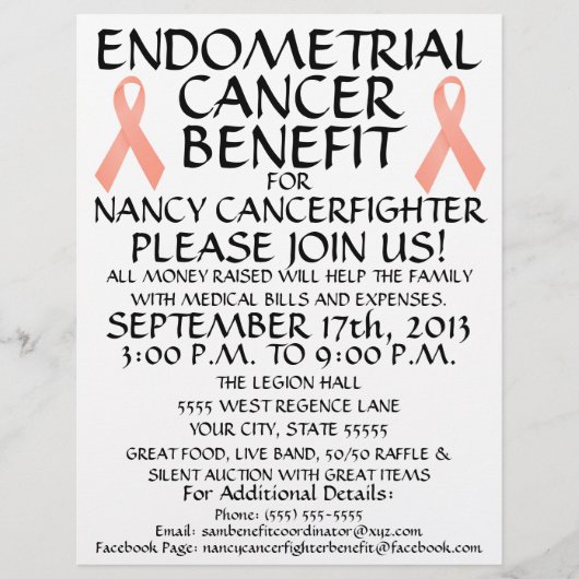 Flyer voor endometriumkankerbenefiet (Voorkant)