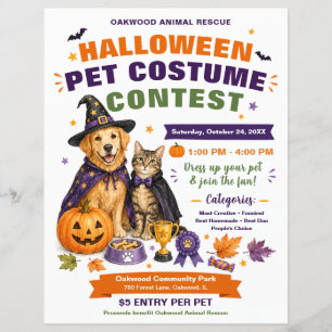 Flyer voor fondsenwerving Halloween huisdierkostuu