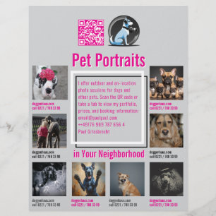 Flyer voor fotosessie met huisdieren met QR-code e