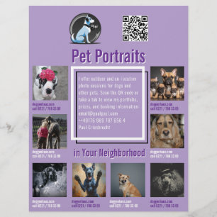 Flyer voor fotosessie met huisdieren met QR-code e