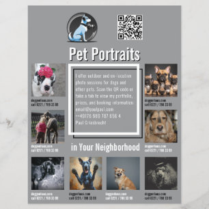 Flyer voor fotosessie met huisdieren met QR-code e