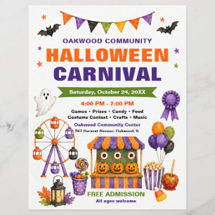 Flyer voor Gemeenschaps-Halloween-kermis