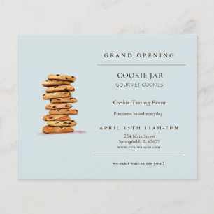 Flyer voor grand opening chocoladekoekjesbakkerij