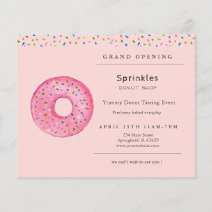 Flyer voor grand opening van donutzaak