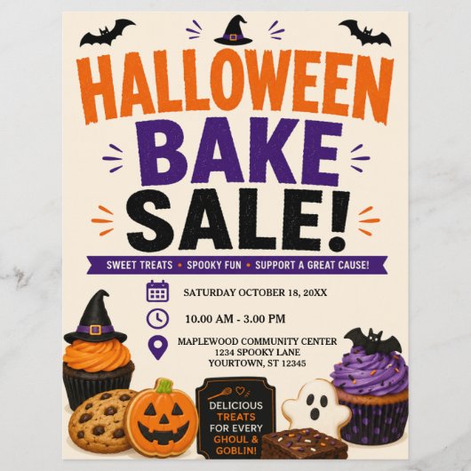 Flyer voor Halloween-bakverkoop (Voorkant)