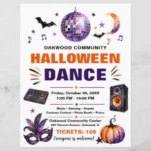 Flyer voor Halloween-dansfeest in de gemeenschap