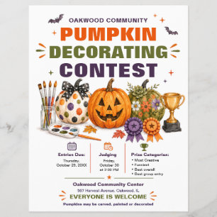 Flyer voor Halloween Pompoen Decoratie Wedstrijd