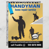 Flyer voor klusjesman Klussen voor kleine bedrijve (Voorkant / Achterkant)