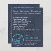 Flyer voor Navy Blue Minimal Home Cleaning Keeper (Voorkant / Achterkant)