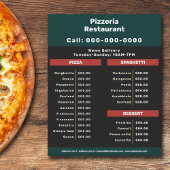 Flyer voor pizzarestaurant menu & prijzenlijst
