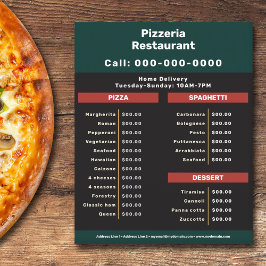Flyer voor pizzarestaurant menu & prijzenlijst