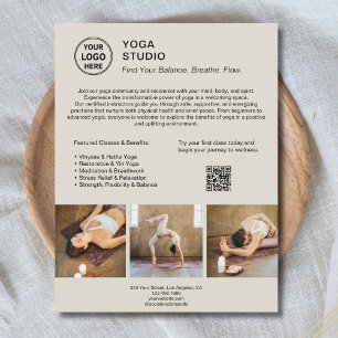 Flyer voor promotie van yogaleraar en -docent