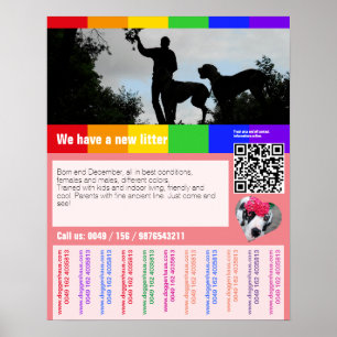 Flyer voor puppyverkoop met QR-code Poster