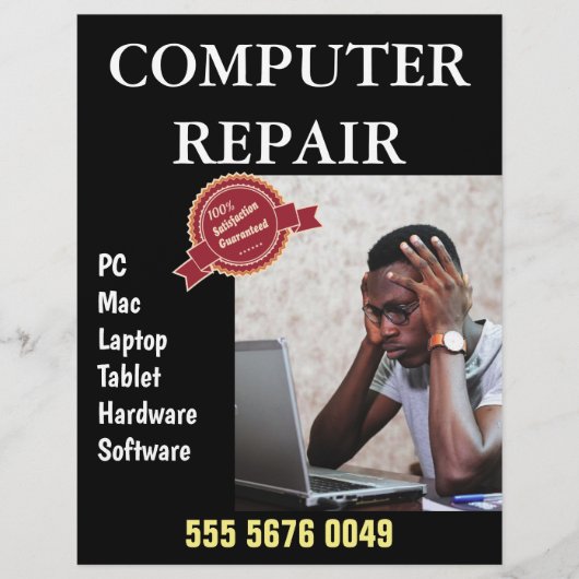 Flyer voor reclame voor computerreparatiebedrijf (Voorkant)