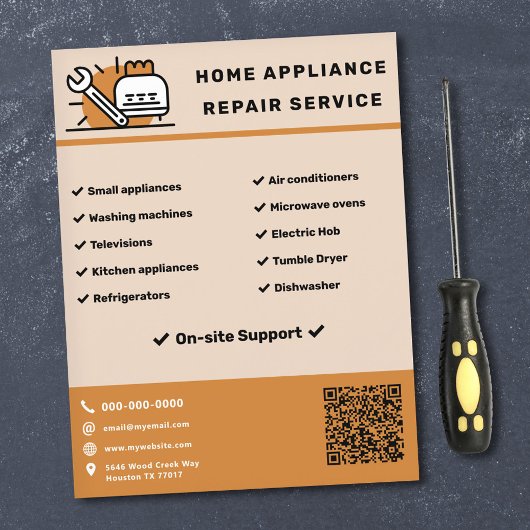 Flyer voor reparatieservice huishoudelijke apparat