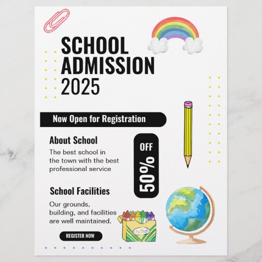 Flyer voor schooltoelating, flyer voor schoolpromo (Voorkant)