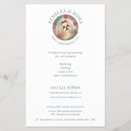 Flyer voor Shih Tzu-hondentrimsalon (Voorkant)