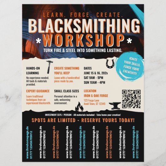 Flyer voor smederij-workshop Flyer puur (Voorkant)
