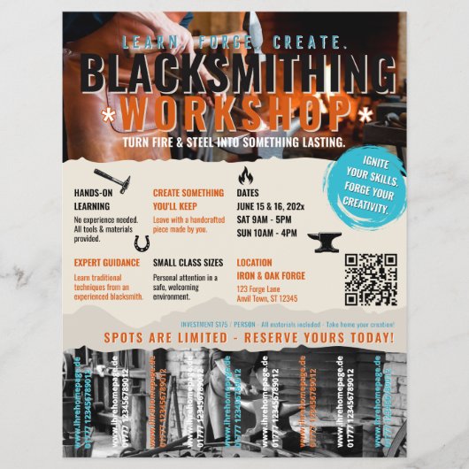 Flyer voor smederij-workshop Flyer puur (Voorkant)