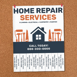 Flyer voor thuisreparatie met afscheurbare tabblad