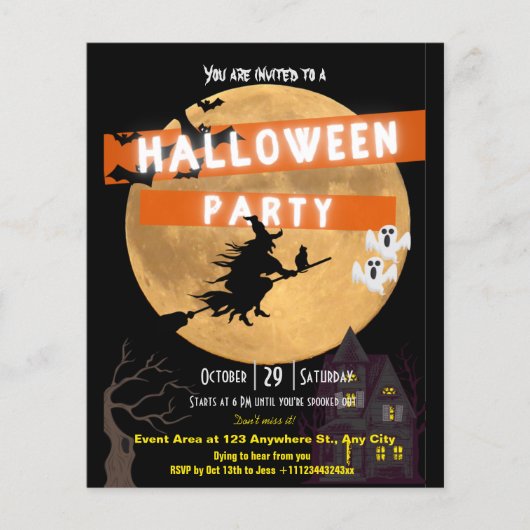 Flyer voor uitnodiging voor budget Halloween-feest (Voorkant)