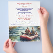 Flyer voor verjaardagsavontuur met vlotreis (Hand)