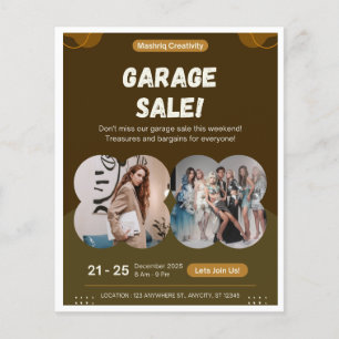 Flyer voor vintage aarde-tonen garage sale en boet