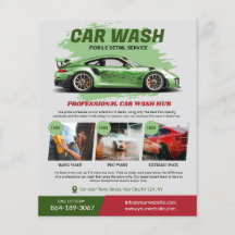 Flyer voor wasservices voor auto's