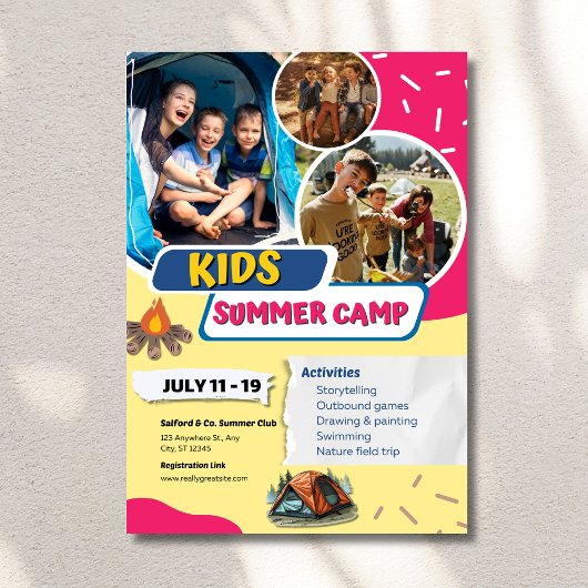 Flyer voor zomerkamp voor kinderen, Bootcamp voor 