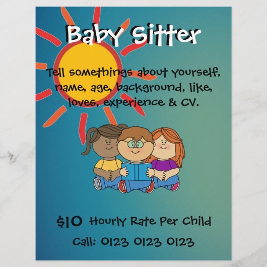 Flyers aanpassen - Baby Sitter (Voorkant)