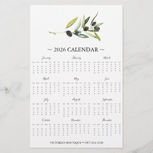 Flyers Botanische Olijftak 2025 Kalender (Voorkant)
