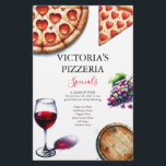 Flyers Pizzeria Restaurants<br><div class="desc">Promoot uw pizzeria of restaurant met deze prachtig ontworpen pizzeria flyers! Met charmante waterverf-illustraties van een heerlijke pizza, een glaasje rode wijn en frisse druiven zijn deze aanpasbare flyers ideaal om uw specials, menu-items of aankomende evenementen te presenteren. De achterkant is voorzien van een klassieke rode en witte gingham-print, die...</div>