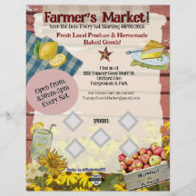 Flyers voor evenementen op de boerenmarkt (geen AI