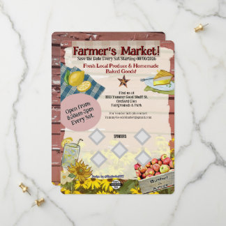 Flyers voor evenementen op de boerenmarkt (geen AI Save The Date