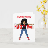 Flyest Mom African American Birthday Card Kaart (Gele Bloem)