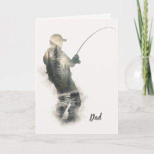 "Flyfisherman Double Exposure" Wenskaart Kaart