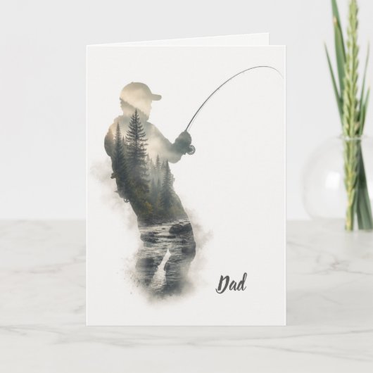 "Flyfisherman Double Exposure" Wenskaart Kaart (Voorkant)