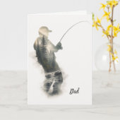 "Flyfisherman Double Exposure" Wenskaart Kaart (Gele Bloem)