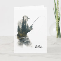 "Flyfisherman Double Exposure" Wenskaart