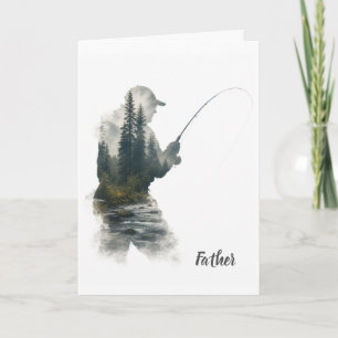 "Flyfisherman Double Exposure" Wenskaart Kaart