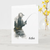 "Flyfisherman Double Exposure" Wenskaart Kaart (Gele Bloem)