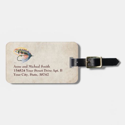 FlyFishing Lure Art Salmon Fly Lure Bagagelabel (Voorkant horizontaal)
