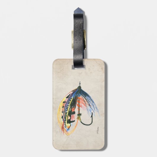 FlyFishing Lure Art Salmon Fly Lure Bagagelabel (Achterkant verticaal)