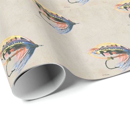 FlyFishing Lure Art Salmon Fly Lure Cadeaupapier (Rol Hoek)