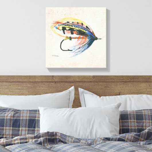 FlyFishing Lure Art Salmon Fly Lure Canvas Afdruk (Insitu (Slaapkamer))