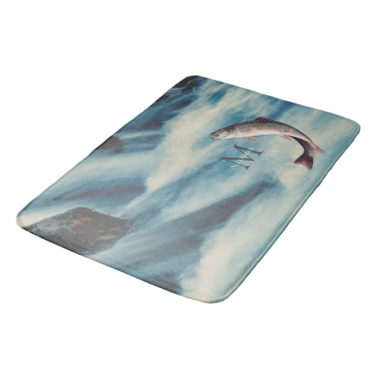 FlyFisht Trout Fisherman Blue River Monogram Badmat (Gekanteld)