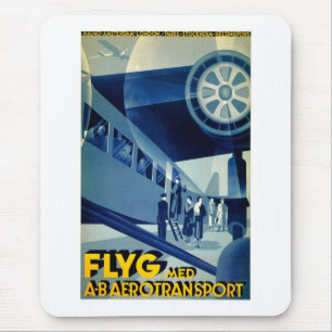 Flyg A-B Aero Transport Vintage Travel Ad Muismat