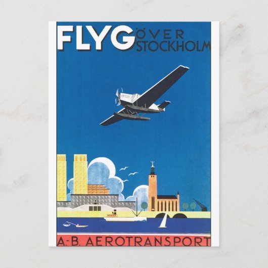 Flyg over Stockholm Briefkaart (Voorkant)