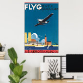 FlyG Over Stockholm Vintage Travel Poster (Thuiskantoor)