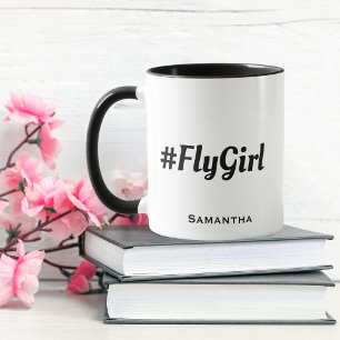 #FlyGirl typografie Aangepaste naam Simple Modern Mok